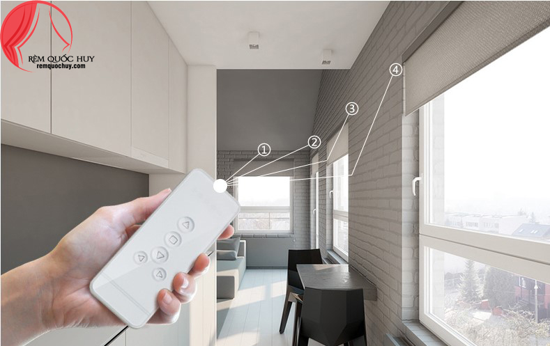 Rèm vải tự động cao cấp cho phòng khách sang trọng