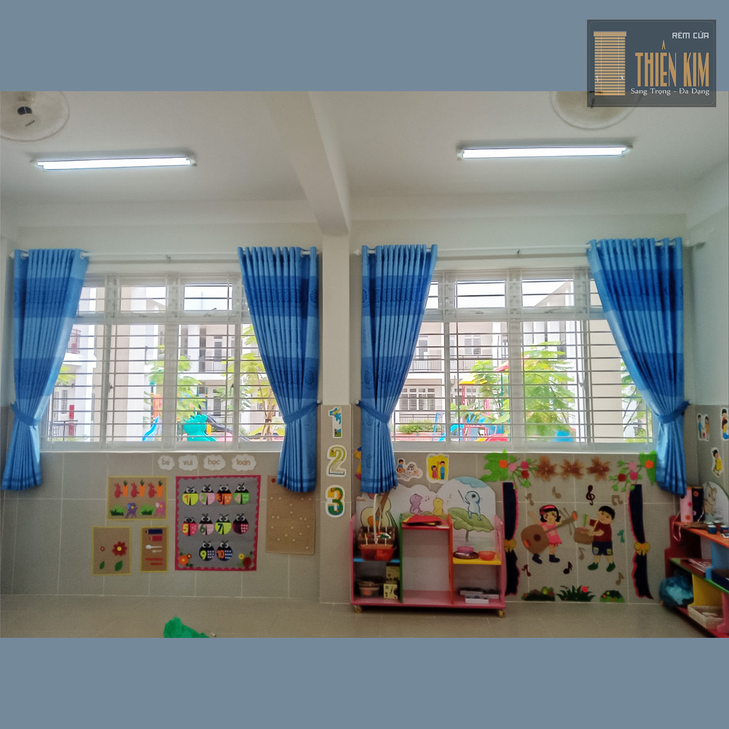 Rèm cửa sổ vải gấm thông minh tự động cho không gian