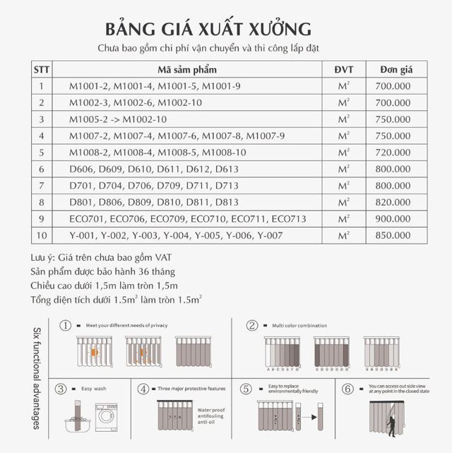 Tham khảo bảng báo giá rèm cửa đầy đủ 2025