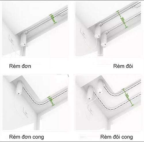 Hệ thanh ray nhôm cao cấp dùng cho rèm vải