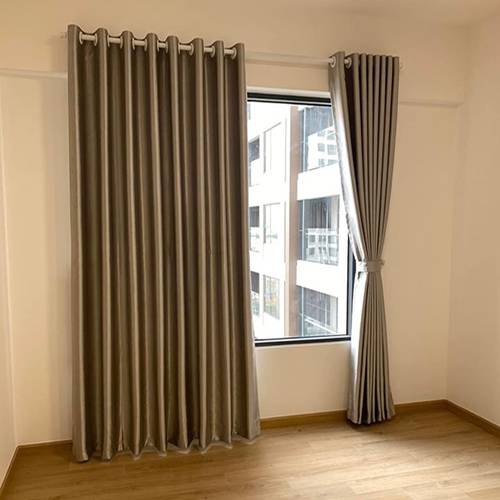 Rèm cửa sổ nhỏ bằng vải bố trơn màu trung tính