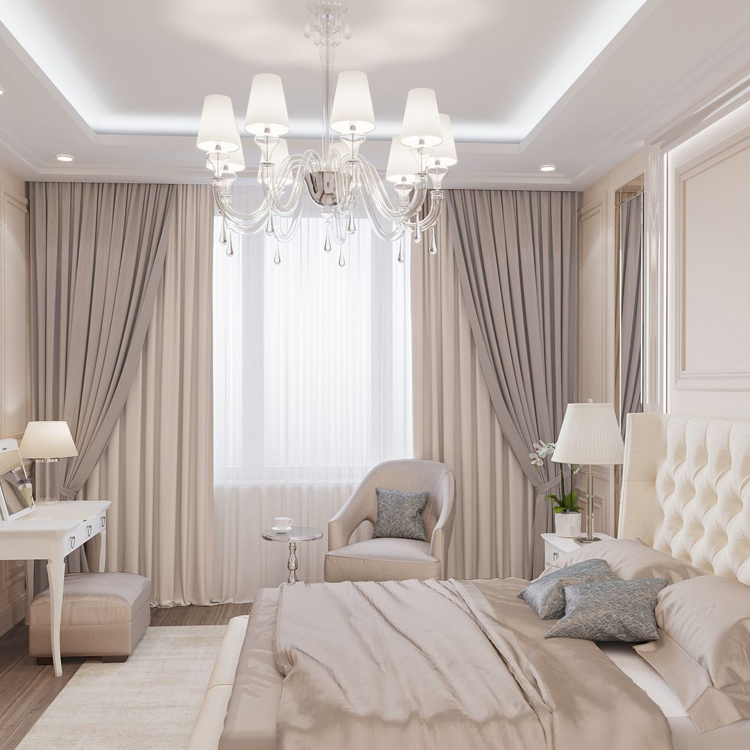 Rèm cửa sổ xếp ly màu pastel cho phòng ngủ