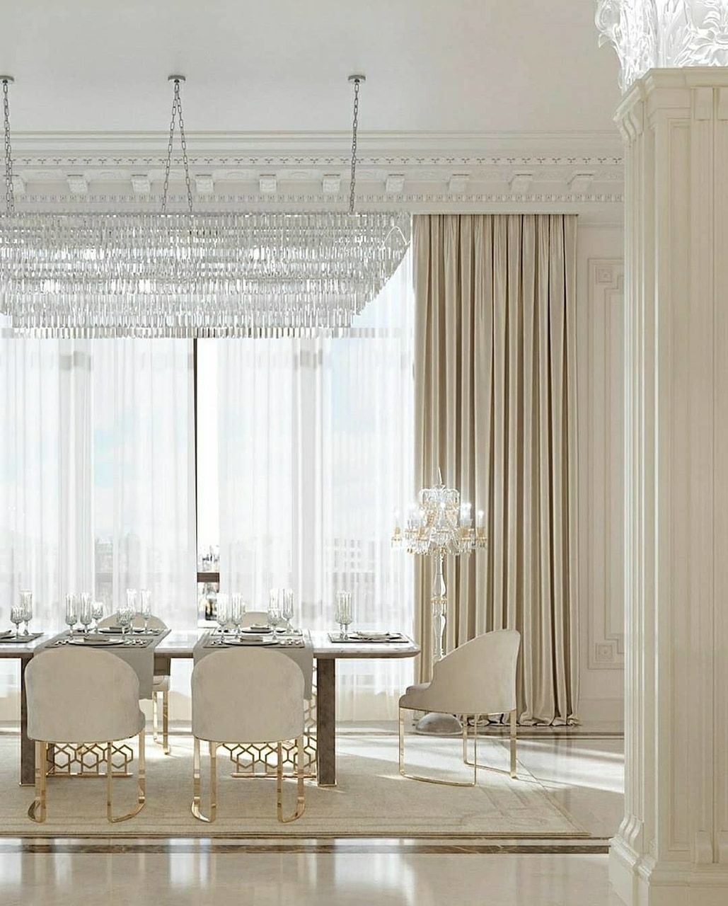 Rèm vải hoàng gia tông màu vàng kem quý phái