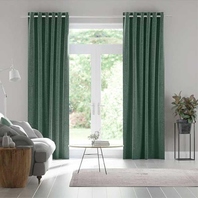 Rèm vải màu xanh rêu cao cấp chống nắng hiệu quả