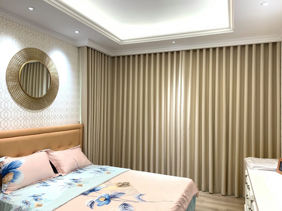Ri đô cửa sổ vải nhung cao cấp cho phòng khách sang trọng