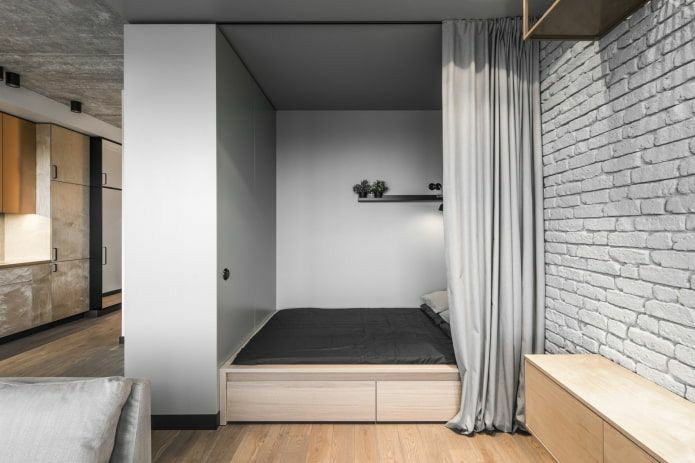 Hình ảnh rèm cho giường tầng màu tối tạo sự kín đáo