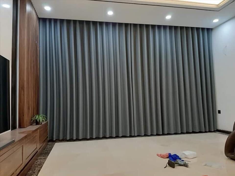 Hình ảnh rèm vải 1 lớp trang trí phòng khách