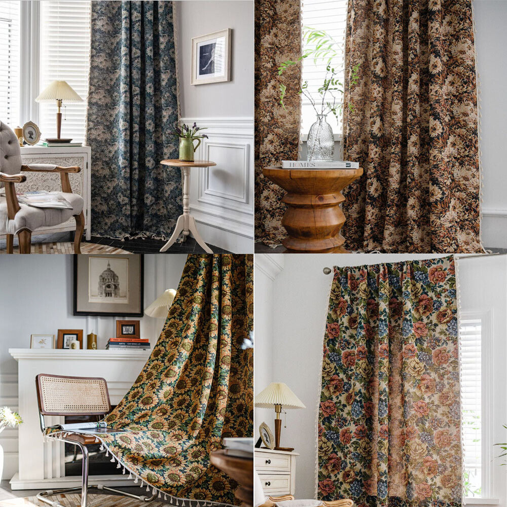 Vải may rèm cửa vintage cao cấp với hoa văn độc đáo