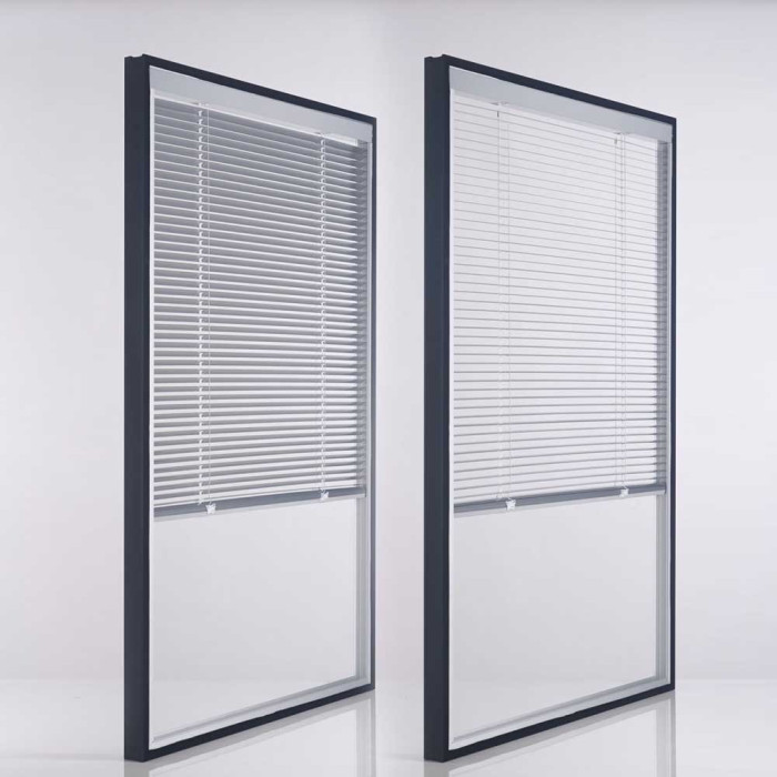 Mẫu cửa nhôm kính 2 lớp có rèm cách âm cách nhiệt