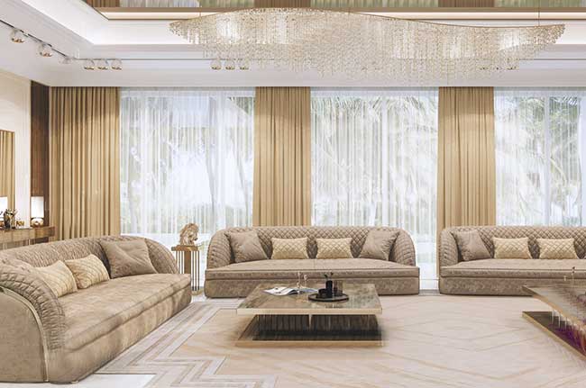 Biệt thự hiện đại sử dụng rèm vải tự động thông minh