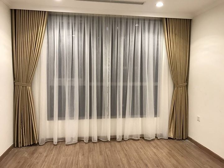 Rèm 2 lớp cao cấp may xếp ly cho biệt thự phong cách tân cổ điển