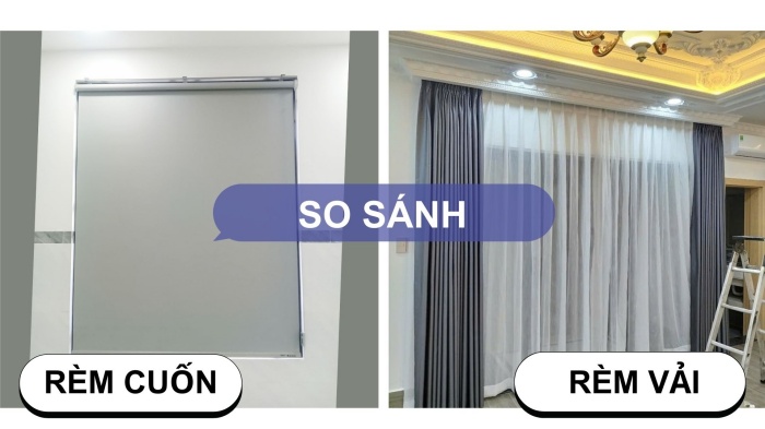 So sánh ưu nhược điểm rèm cuốn và rèm vải trong thiết kế nội thất