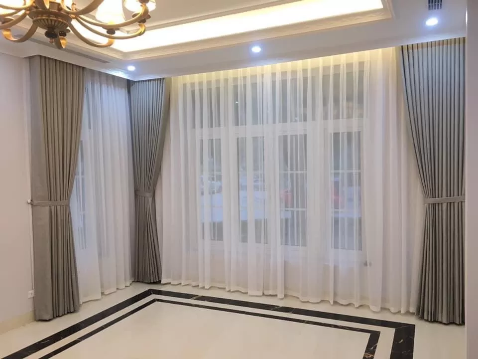 Thiết kế rèm 2 lớp cao cấp may xếp ly tạo điểm nhấn cho biệt thự