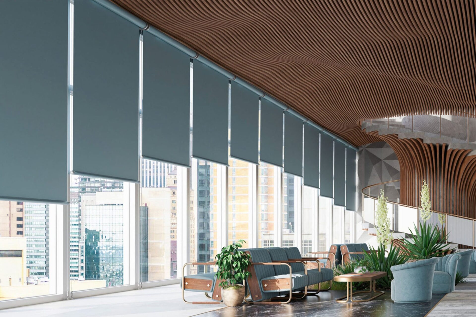 rèm cuốn tự động chạy êm không tiếng ồn lắp đặt trong phòng ngủ