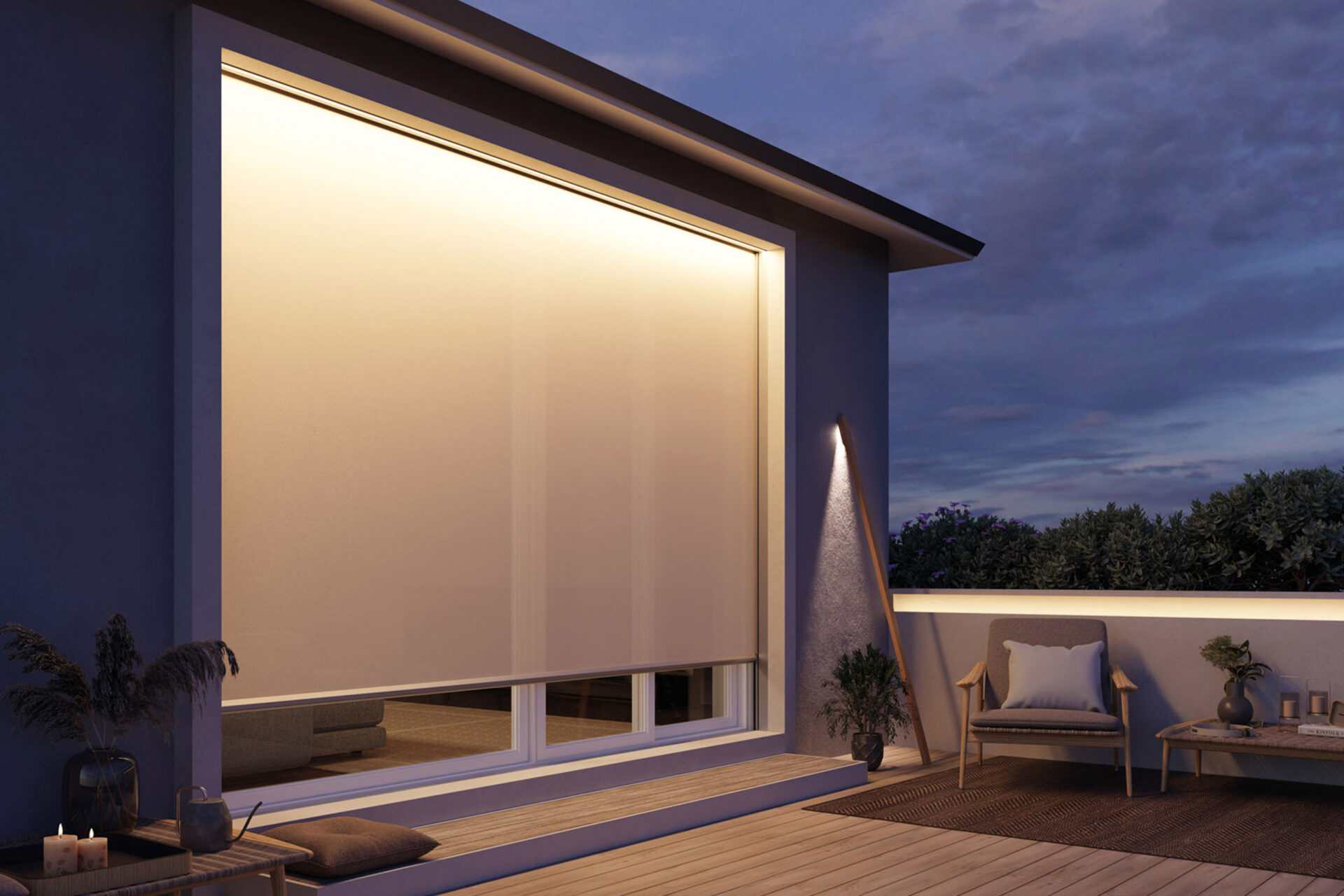 Thi công rèm tự động ngoài trời cho nhà phố nhỏ gọn, gọn gàng