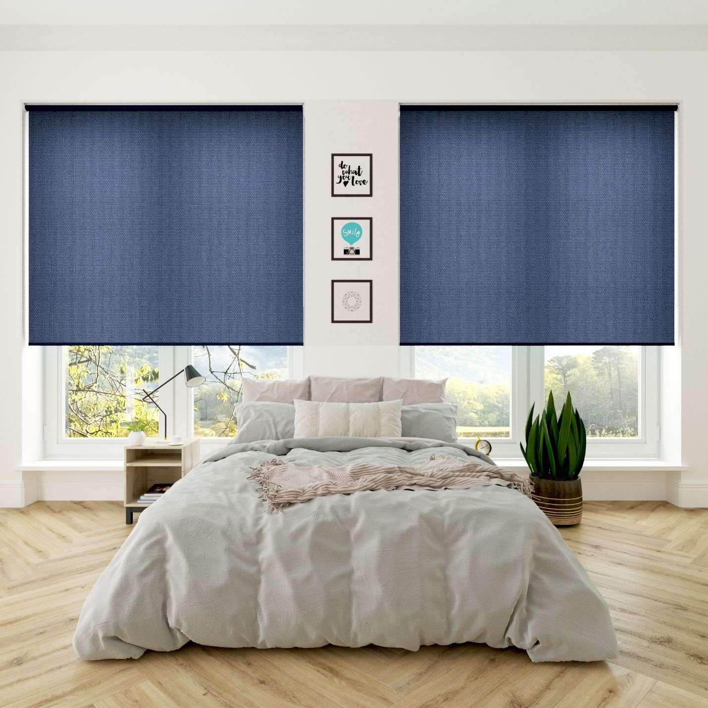 hình rèm văn phòng tone xanh navy doanh nghiệp sang trọng