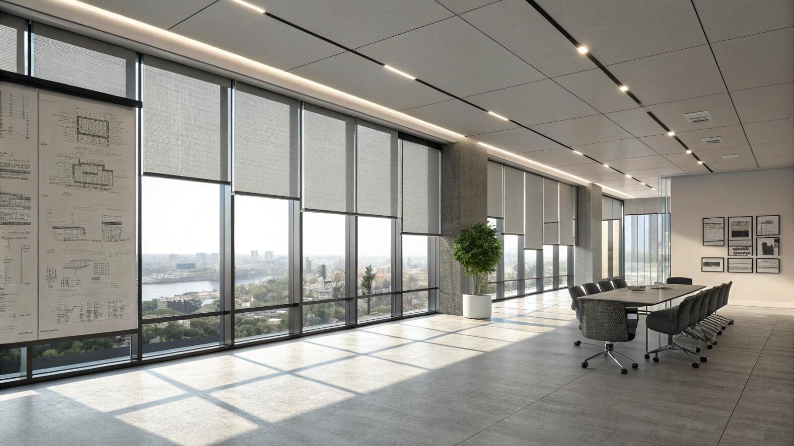 mẫu rèm văn phòng cản sáng nhẹ giữ ánh sáng dịu