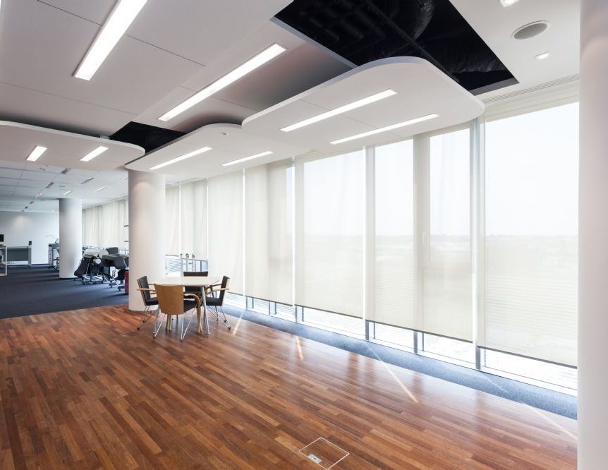 rèm văn phòng cho không gian co-working tạo sự riêng tư nhẹ