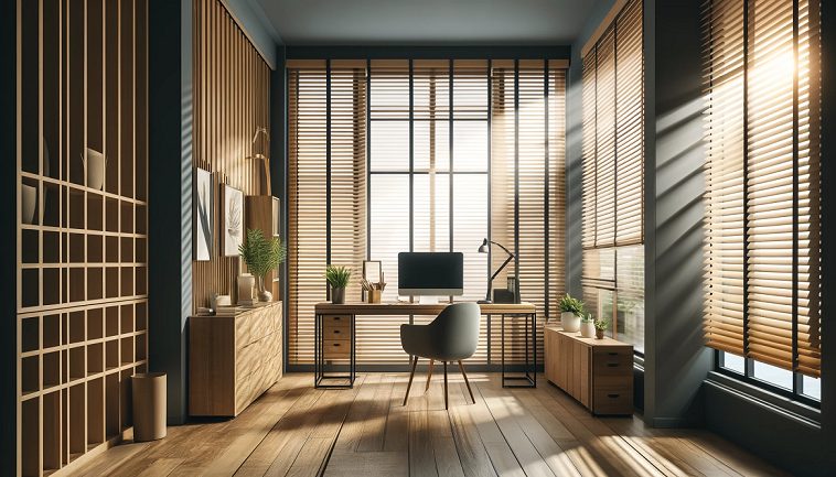 Hình rèm gỗ composite chống ẩm lắp đặt phòng tắm