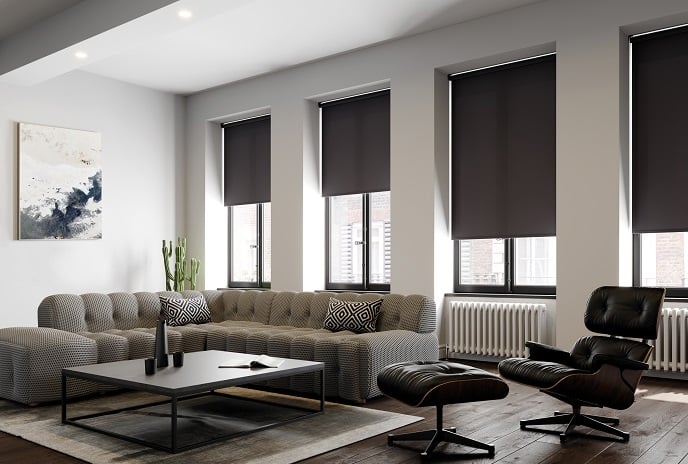 mẫu rèm cuốn chống nắng phòng khách phù hợp nội thất cao cấp