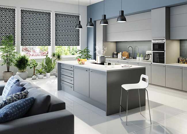 rèm cửa đẹp phòng bếp chống nắng dễ vệ sinh