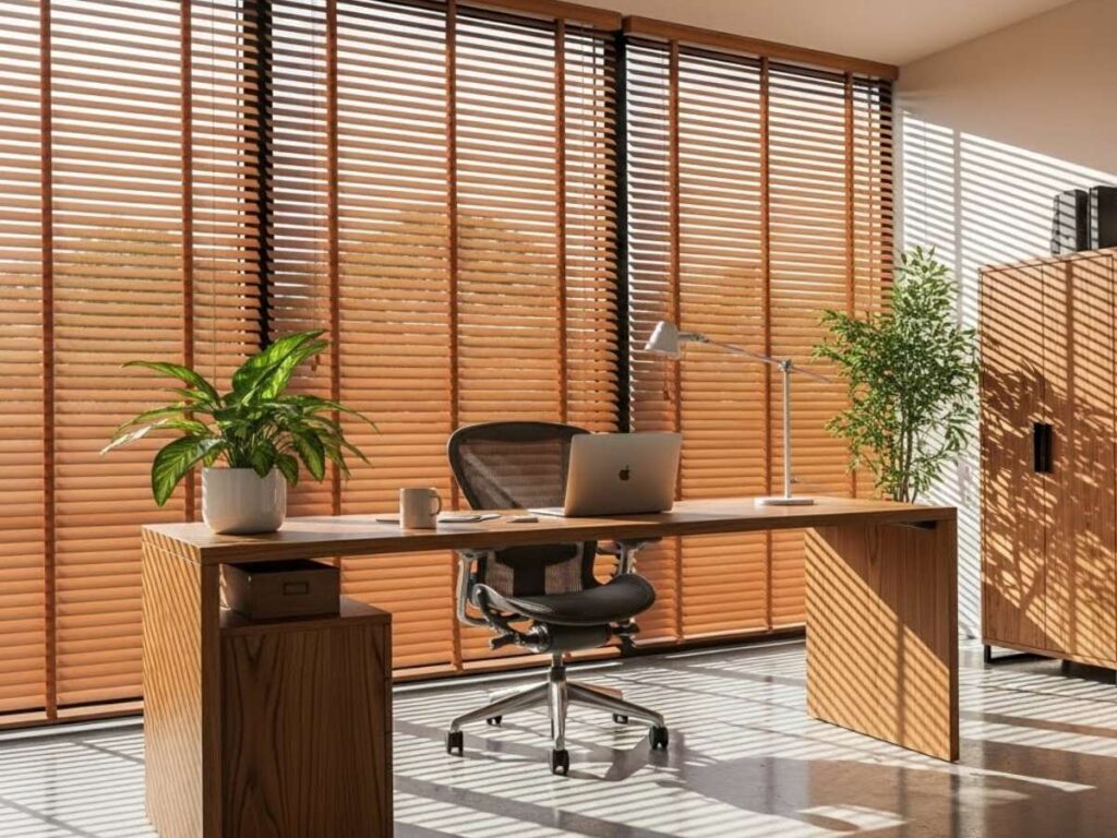 rèm gỗ cho ô cửa nhỏ hẹp thiết kế gọn gàng