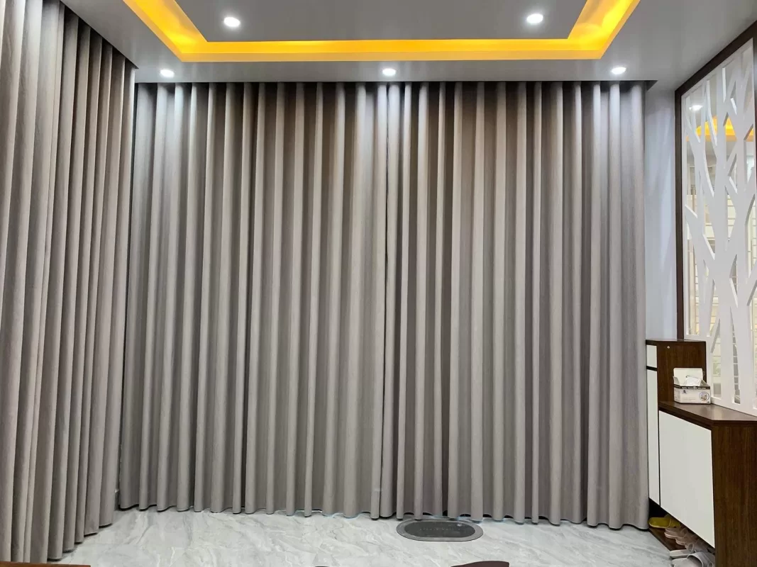 Cận cảnh họa tiết rèm vải gấm sang trọng dệt nổi tinh xảo