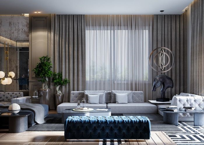 lắp đặt rèm cửa cửa sổ phòng khách hiện đại