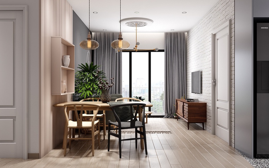 rèm cửa phối màu tinh tế hai lớp hài hòa ánh sáng