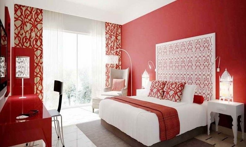 rèm cửa phòng ngủ phong thủy mệnh hỏa màu đỏ nổi bật