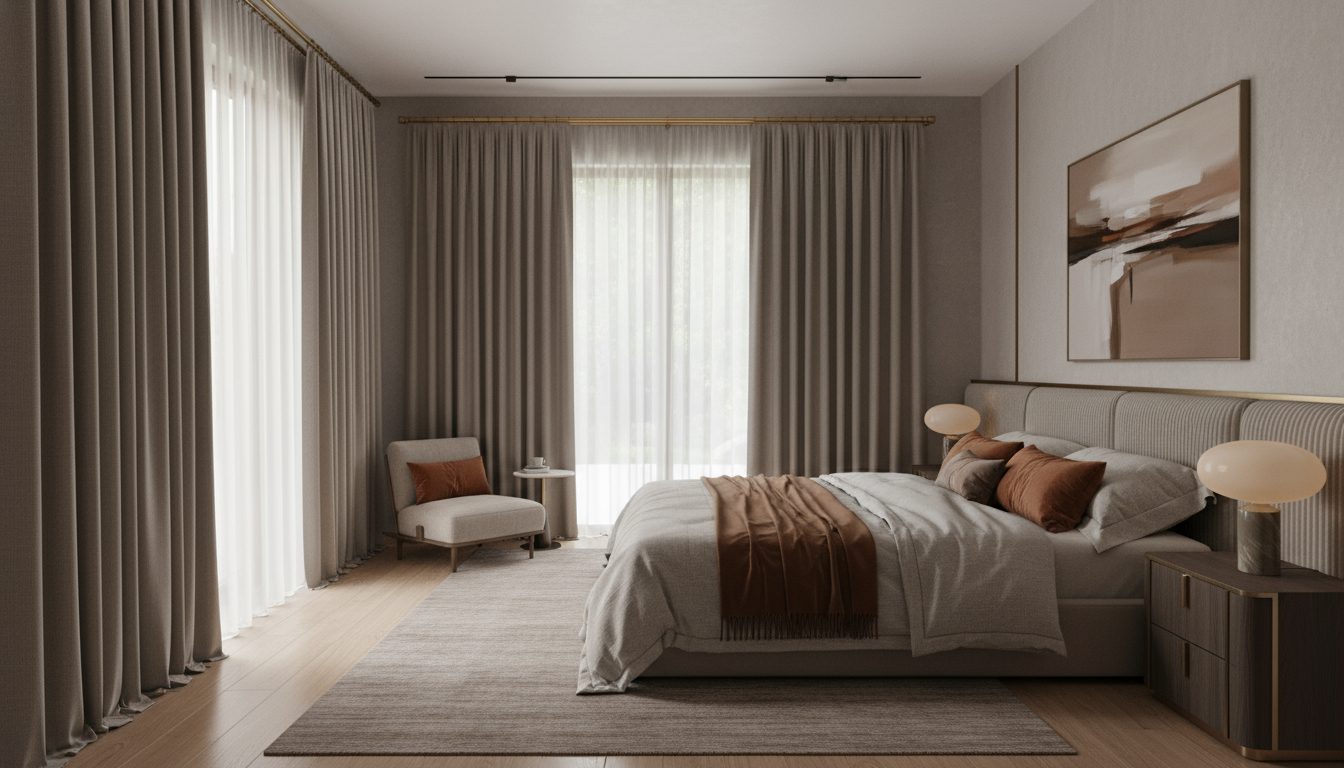 rèm cửa phòng ngủ style Hàn Quốc vải linen tối giản hiện đại