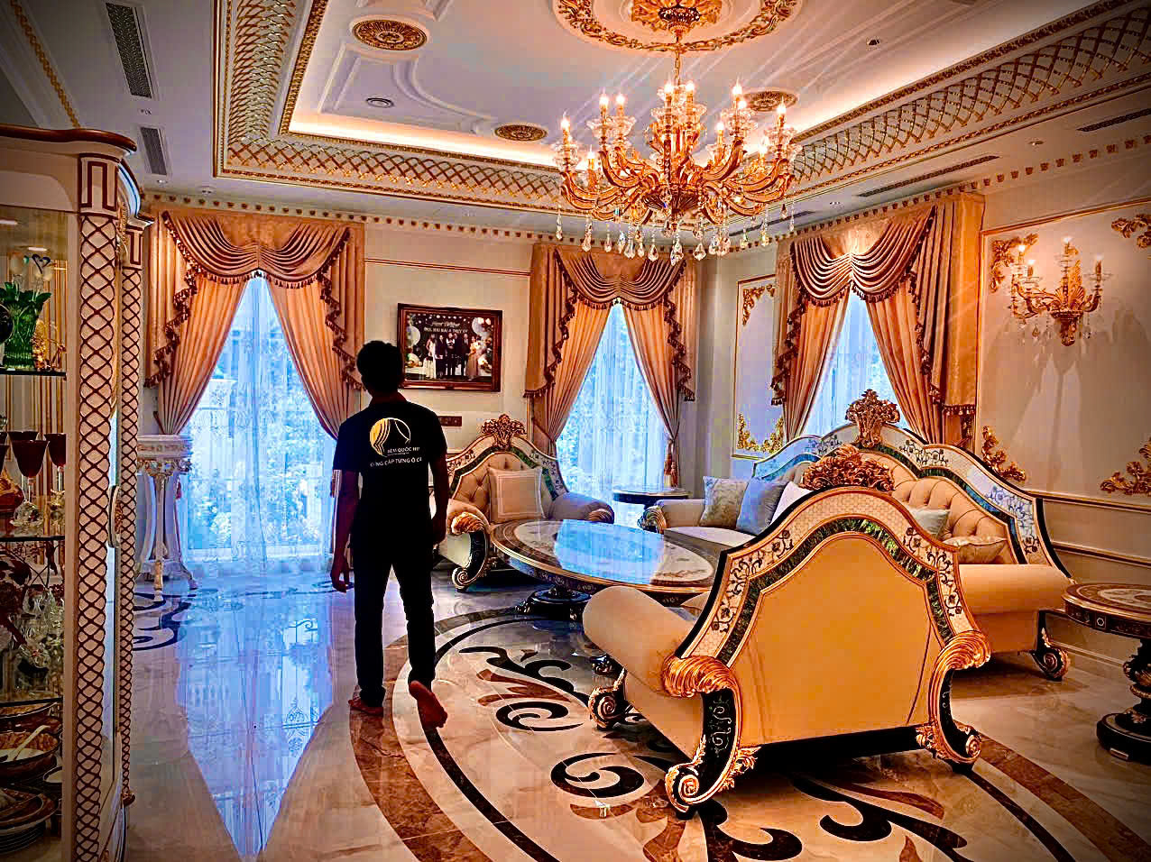 rèm phòng ngủ biệt thự cao cấp thiết kế đồng bộ nội thất