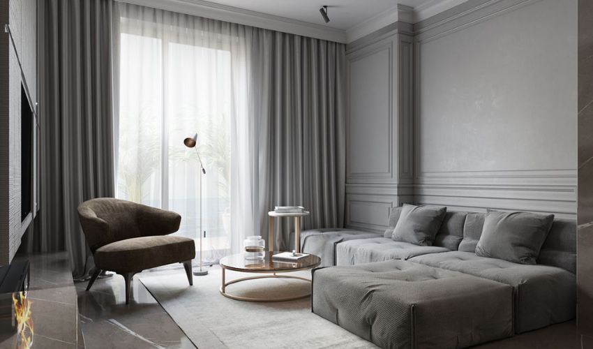 Rèm phòng khách che khuyết điểm tường mang lại vẻ đẹp hài hòa